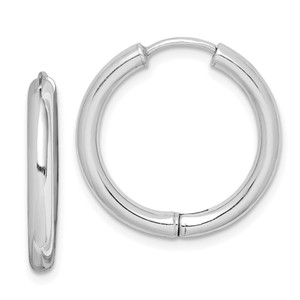 Sterling Silver Rhodium-plated Polished Hollow Hinged Hoop Earrings - QE-F1E5F9EA-4149