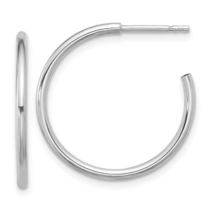 Sterling Silver Rhodium-plated Polished Hollow Tube C-Hoop Earrings - QE-07DA27EF-8714