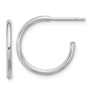 Sterling Silver Rhodium-plated Polished Hollow Tube C-Hoop Earrings - QE-31BE781B-8423