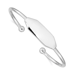 Sterling Silver Rhodium-plated Polished ID Children's Cuff Bangle - QB-91FC93BA-7274