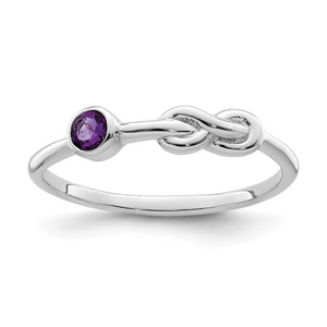 Sterling Silver Rhodium-plated Polished Infinity Amethyst Ring - QB-A386F9CF-7507