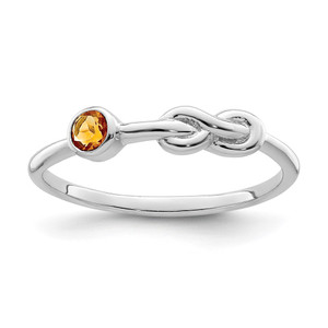 Sterling Silver Rhodium-plated Polished Infinity Citrine Ring - QB-2F339AFB-2169