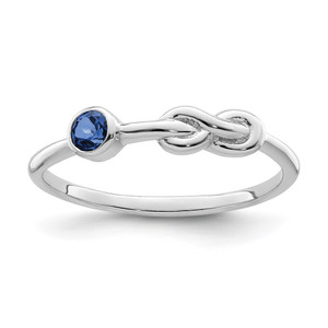 Sterling Silver Rhodium-plated Polished Infinity Lab Created Sapphire Ring - QB-5E6E6995-2468