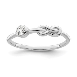 Sterling Silver Rhodium-plated Polished Infinity White Topaz Ring - QB-AC9D1AFA-4280