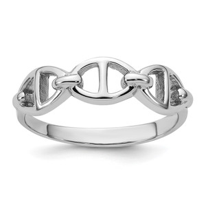Sterling Silver Rhodium-plated Polished Mariner Link Size 8 Ring - QR-39934305-1841