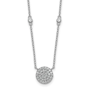 Sterling Silver Rhodium-plated Polished Pave CZ Circle 18 Inch Necklace