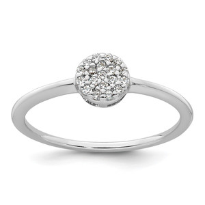 Sterling Silver Rhodium-plated Polished Pave CZ Circle Size 6 Ring