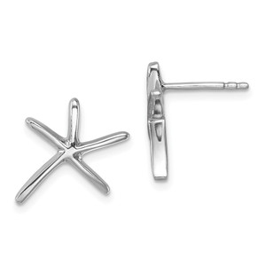 Sterling Silver Rhodium-plated Polished Starfish Post Earring - LE-96B5B2F9-5693