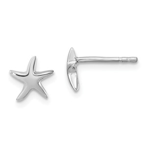 Sterling Silver Rhodium-plated Polished Starfish Post Earring - LE-F1DE30FD-2351