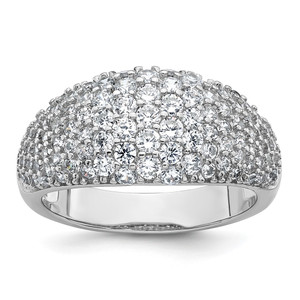 Sterling Silver Rhodium-plated Polished Tapered Pave CZ Size 7 Ring