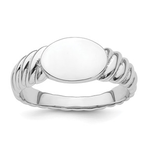 Sterling Silver Rhodium-plated Polished Twist Signet Ring - QR-BB07910B-8440