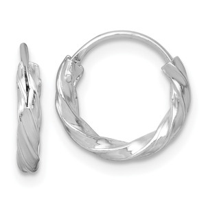 Sterling Silver Rhodium-plated Polished Twisted 2.25 x 13mm Round Endless Hoop Earrings