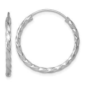 Sterling Silver Rhodium-plated Polished Twisted 2.25 x 26mm Round Endless Hoop Earrings