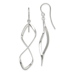 Sterling Silver Rhodium-plated Polished Twisted Dangle Earrings