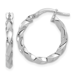 Sterling Silver Rhodium-plated Polished Twisted Hoop Earrings - QE-82621092-5263