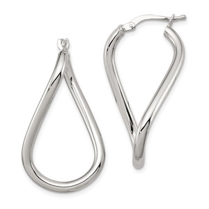 Sterling Silver Rhodium-plated Polished Twisted Oval Hoop Earrings - QE-2EBA30AF-6280