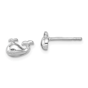 Sterling Silver Rhodium-Plated Polished Whale Post Earrings - PL-09A07811-8428