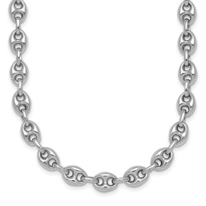 Sterling Silver Rhodium-plated Puffed Anchor/Mariner Link 18 inch Necklace - QG-846D91F1-2971