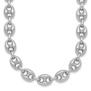 Sterling Silver Rhodium-plated Puffed Anchor/Mariner Link 18 inch Necklace - QG-B95FBFB1-3606