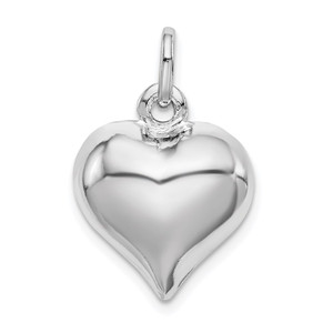 Sterling Silver Rhodium-plated Puffed Heart Charm - QC-16F7F5B0-7573