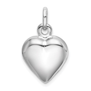 Sterling Silver Rhodium-plated Puffed Heart Charm - QC-819A3475-8790
