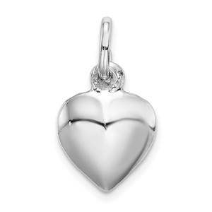 Sterling Silver Rhodium-plated Puffed Heart Charm - QC-B6671C64-7270