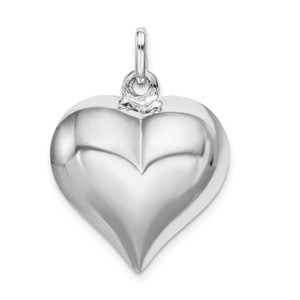 Sterling Silver Rhodium-plated Puffed Heart Pendant - QC-6AC585D6-5561