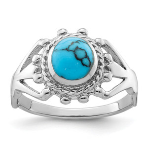 Sterling Silver Rhodium-plated Reconstituted Turquoise Ring - QR-B9A190A8-3315