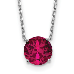 Sterling Silver Rhodium-plated Red Swarovski Crystal 16.5 inch Necklace with 2 inch extension