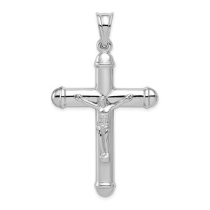 Sterling Silver Rhodium-plated Reversible Crucifix Pendant