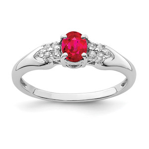 Sterling Silver Rhodium-plated Ruby and White Sapphire Ring - QR-B3BB4B66-8740