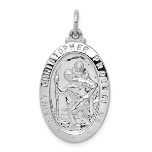 Sterling Silver Rhodium-plated Saint Christopher Medal - QC-021049A9-1176