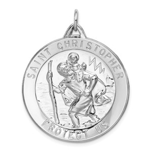 Sterling Silver Rhodium-plated Saint Christopher Medal - QC-072F0518-8734