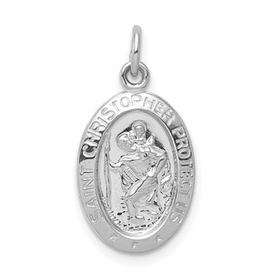 Sterling Silver Rhodium-plated Saint Christopher Medal - QC-1E17C165-6249