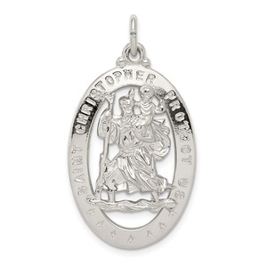 Sterling Silver Rhodium-plated Saint Christopher Medal - QC-47777607-3784