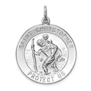 Sterling Silver Rhodium-plated Saint Christopher Medal - QC-E34D4593-9508