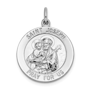 Sterling Silver Rhodium-plated Saint Joseph Medal - QC-FA0215C4-5829