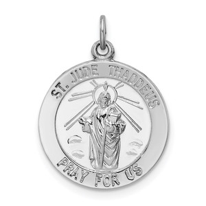 Sterling Silver Rhodium-plated Saint Jude Thaddeus Medal - QC-D2323CD2-6611