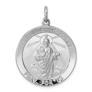 Sterling Silver Rhodium-plated Saint Jude Thaddeus Medal - QC-FCBCA322-3735