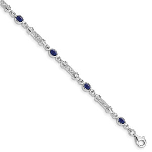 Sterling Silver Rhodium-plated Sapphire and Diamond Bracelet - QX-6EDD64DB-6825
