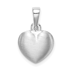 Sterling Silver Rhodium-plated Satin Heart Pendant