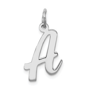 Sterling Silver Rhodium-plated Script Letter A Initial Charm - QC-45480A42-9166