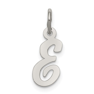 Sterling Silver Rhodium-plated Script Letter E Initial Charm - QC-D1010124-6267