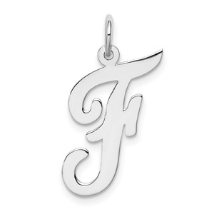 Sterling Silver Rhodium-plated Script Letter F Initial Charm - QC-AA704D62-5493