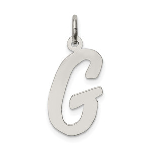 Sterling Silver Rhodium-plated Script Letter G Initial Charm - QC-8365D97E-1967