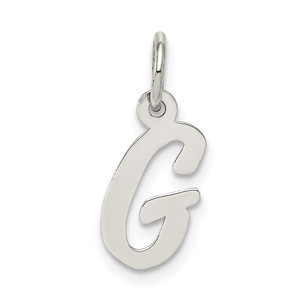 Sterling Silver Rhodium-plated Script Letter G Initial Charm - QC-DF7FC9B9-2223