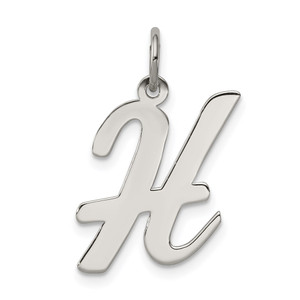 Sterling Silver Rhodium-plated Script Letter H Initial Charm - QC-22741494-6426