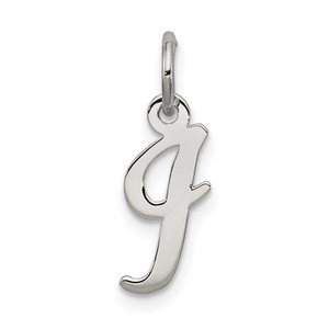 Sterling Silver Rhodium-plated Script Letter I Initial Charm - QC-D3A5E60D-5463