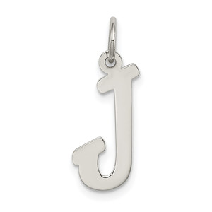 Sterling Silver Rhodium-plated Script Letter J Initial Charm - QC-4637AD63-6082