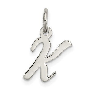 Sterling Silver Rhodium-plated Script Letter K Initial Charm - QC-E47CF12F-7402